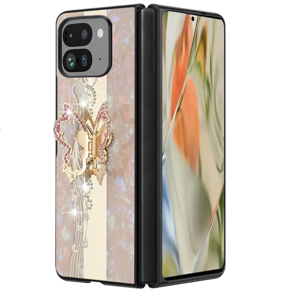For Pixel 10 Pro Fold Diamonds 3D Fashion Bling Sparkly Glitter Ornaments Engraving Hybrid with Ring Stand Case Cover