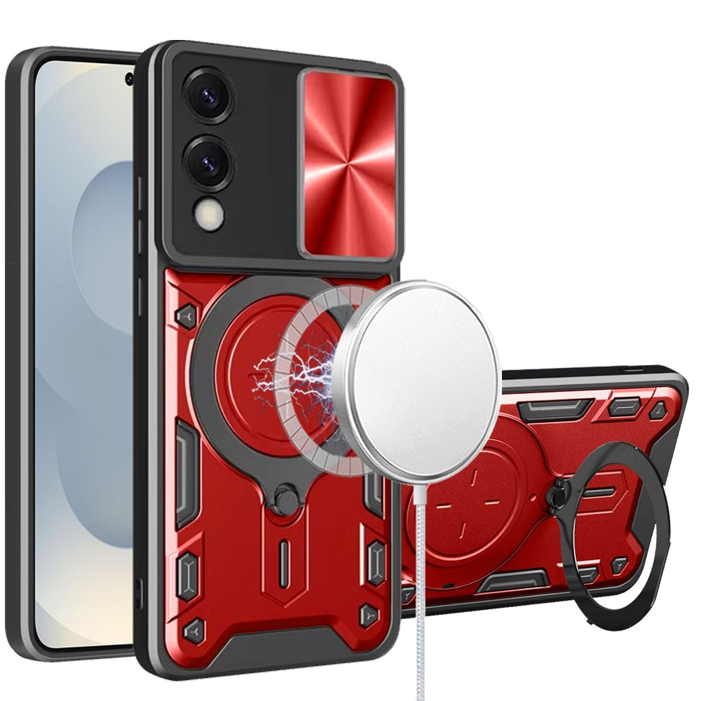 For Samsung Galaxy S25 EDGE Hybrid Magnetic 360° Ring Kickstand, MagSafe Compatible, Durable Full Camera Lens Protection Case Cover