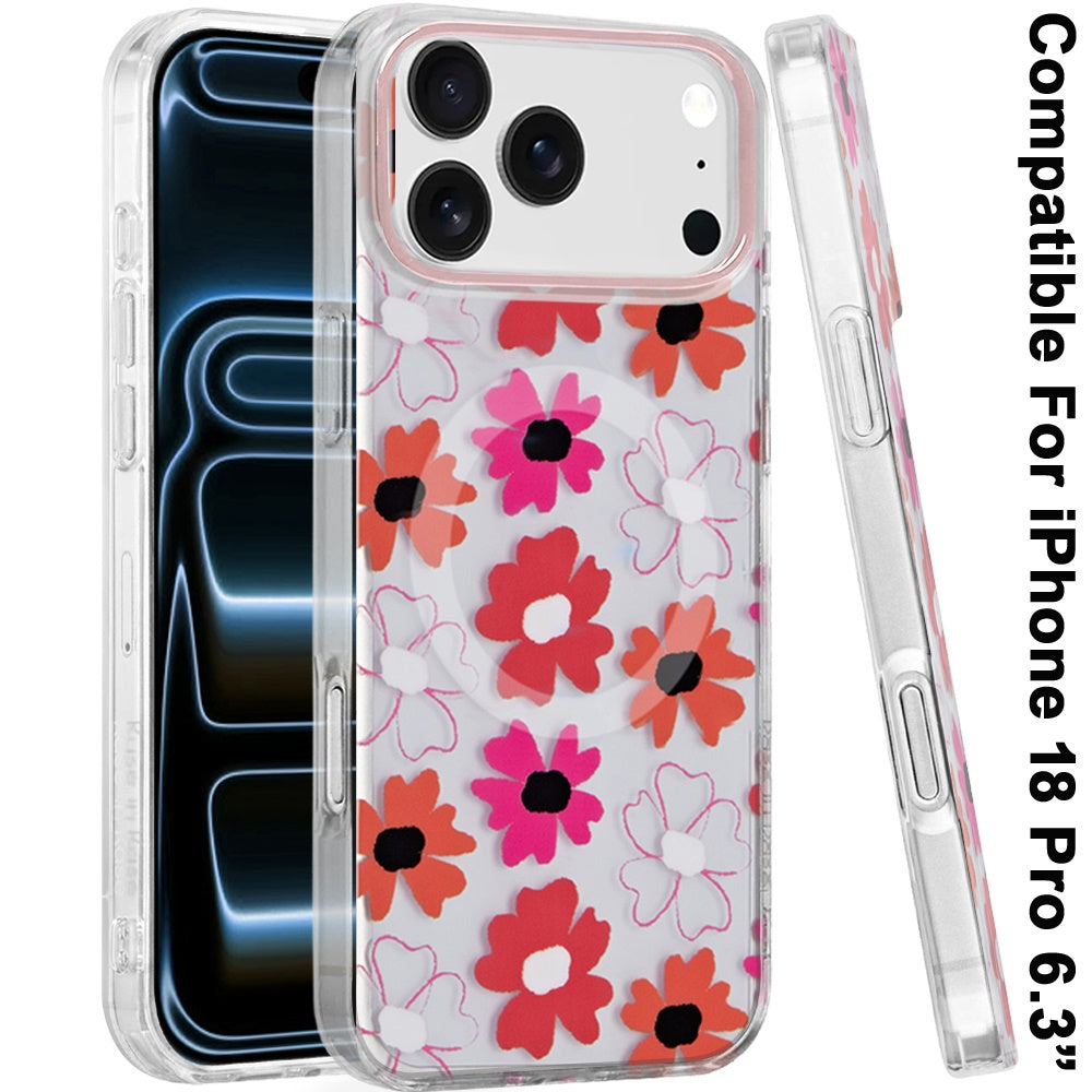 Phone Case for Apple iPhone 18 Pro/ iPhone 17 Pro Stylish Design Shockproof Magnetic Magsafe Compatible TPU IMD Print Rugged Grip Drop Protection Slim Fashion Cover