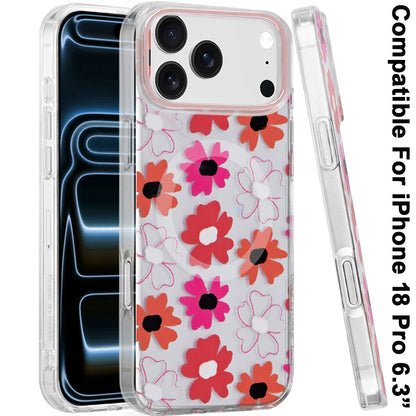 Phone Case for Apple iPhone 18 Pro/ iPhone 17 Pro Stylish Design Shockproof Magnetic Magsafe Compatible TPU IMD Print Rugged Grip Drop Protection Slim Fashion Cover