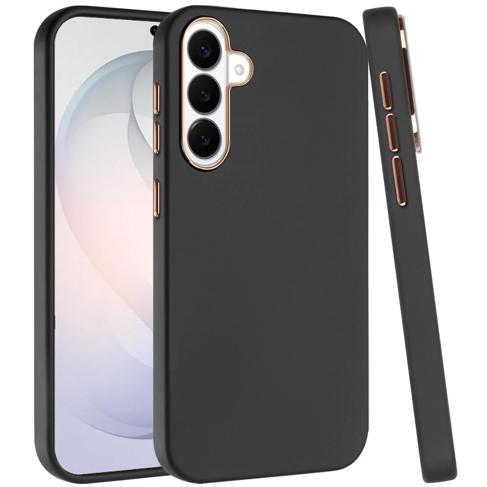 Phone Case for Samsung Galaxy S26 FE /S26 Fan Edition Hybrid Silicone TPU Rubber Chromed Edge TPU Bumper Reinforced Corners Shock Absorbing Protection Cover