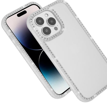 For Apple iPhone 15 Pro Max Diamond Full Rhinestone Clear Hybrid Protective, Sparkly Bling Transparent Shockproof Bumper All Around Case Cover