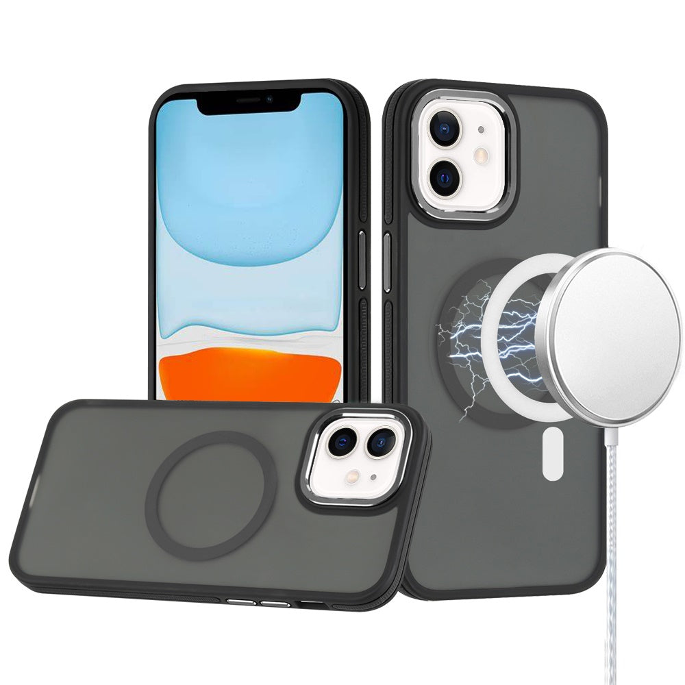 For Apple iPhone 16e Frosted Translucent Back Hybrid Case with Magnetic Circle; MagSafe Compatible, Military Grade Shockproof, Slim Design Case Cover