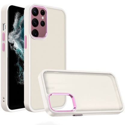 Phone Case for Samsung Galaxy S23 Ultra Polished Acrylic Hybrid TPU Slim Shockproof Metal Button Thick Durable Grip Camera Protection Anti-Scratch Cover