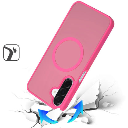 Phone Case for Samsung Galaxy A17 5G Magnetic Matte Hybrid Shockproof Smooth Grip Durable Camera Protection Anti-Slip Soft Touch TPU Armor Cover Pink
