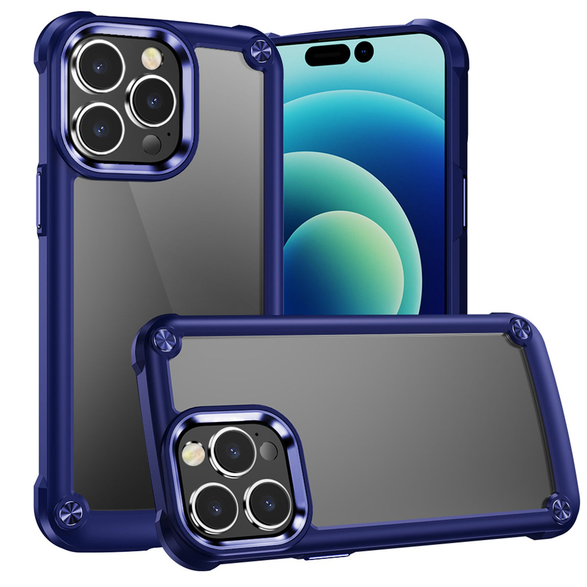 For Apple iPhone 11 Pro Max Hybrid Transparent Rubber with Metal Buttons & Camera Edges Hard TPU Corner Frame Bumper Case Cover Black