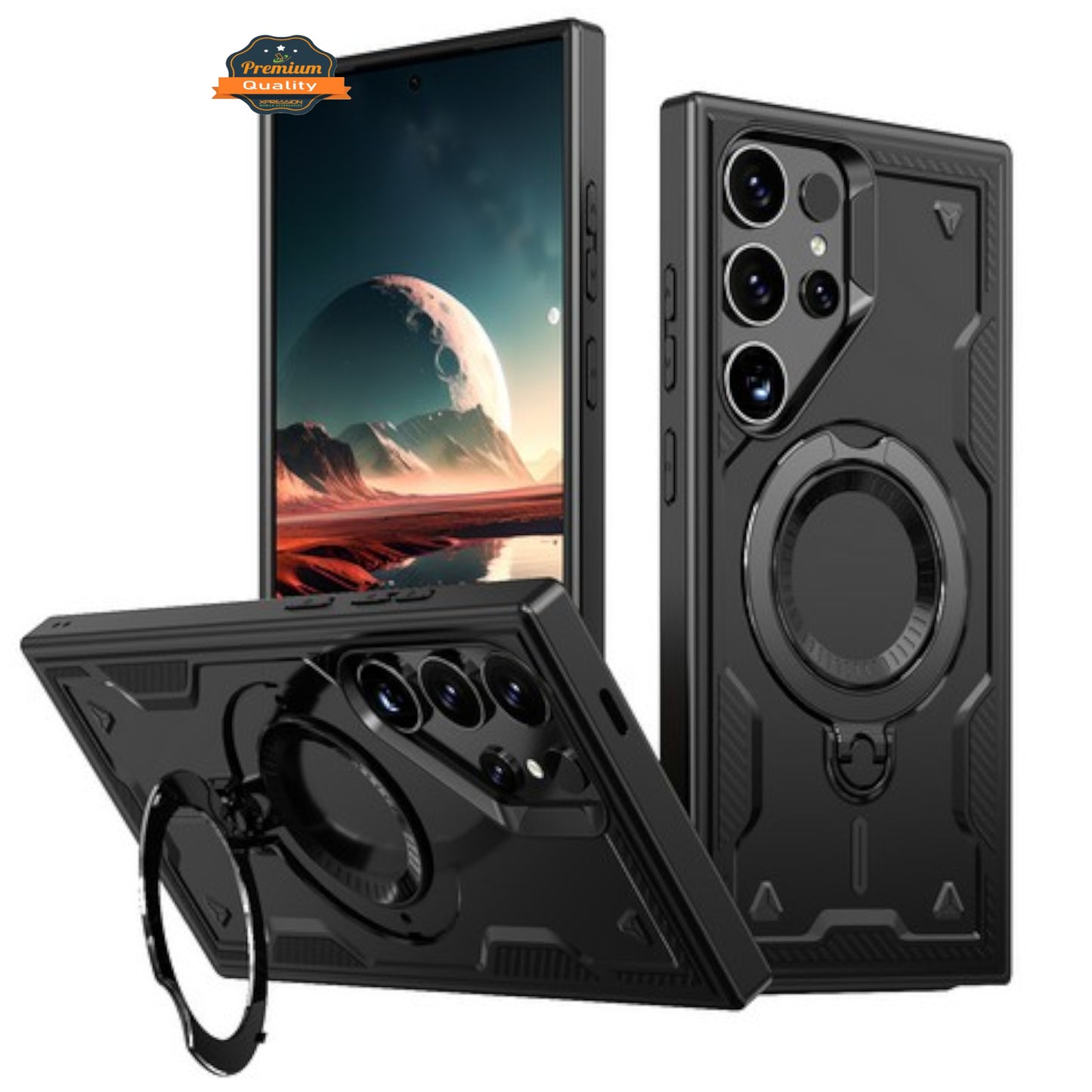 For Samsung Galaxy S25+ S25 Plus /S24+ Ring Holder Military-Grade Shockproof, Magnetic Kickstand, Large Twisting Compatible with MagSafe Case Cover