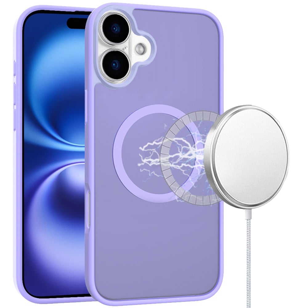 Phone Case for Apple iPhone 18 Magnetic Matte Hybrid Shockproof Smooth Grip Durable Camera Protection Anti-Slip Soft Touch TPU Armor Cover Purple