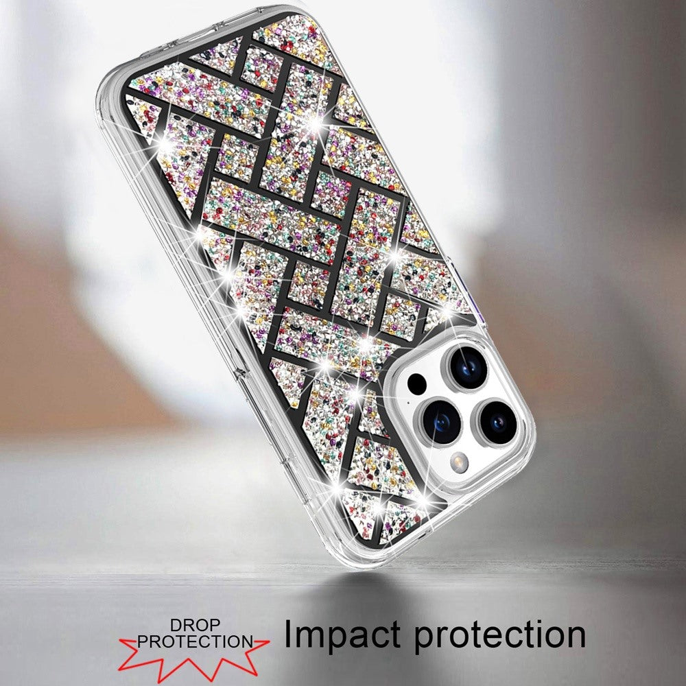 For Apple iPhone 16 Pro Bling Hybrid Shockproof Protective Design Stylish Glitter Finish Durable Grip Protection Case Cover