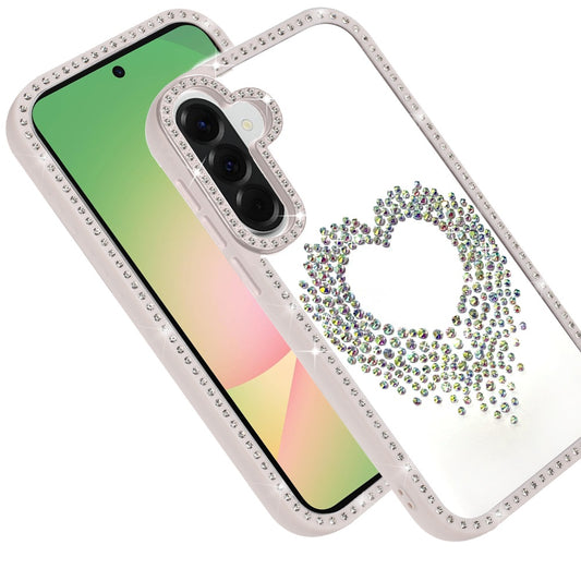 For Samsung Galaxy A57 Angel Hearts Glitter Shimmer Diamond Edge Hybrid Drop Protection Shockproof Design Case Cover