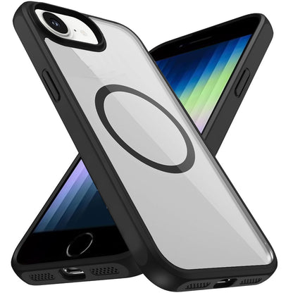 Phone Case for Apple iPhone SE 3 (2022) SE/8/7 Transparent Magnetic HQ Shockproof Hybrid 2.0mm Thick AntiSlip Grip Drop Protection Rugged Clear Durable Impact Cover Black