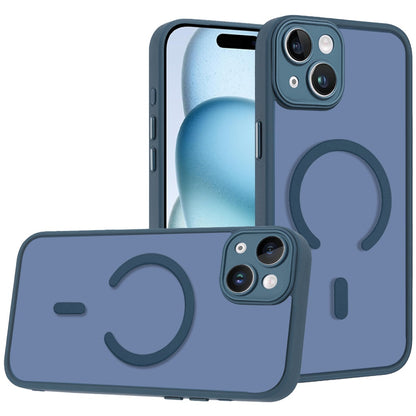 Phone Case for iPhone 15 Matte Frosted Magnetic Back Hybrid Hard PC Soft TPU Camera Protection Slim Shock Absorbing Anti Fingerprint Cover