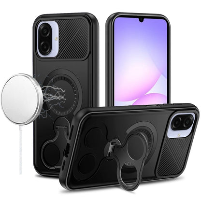 Phone Case Cover for Samsung Galaxy A07 4G Hybrid with Invisible 2 Hole Ring Stand Magnetic back Car Mount Friendly Protector Cover