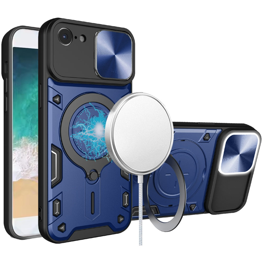 For Apple iPhone SE 4 Hybrid Magnetic 360° Ring Kickstand, MagSafe Compatible, Durable Full Camera Lens Protection Case Cover