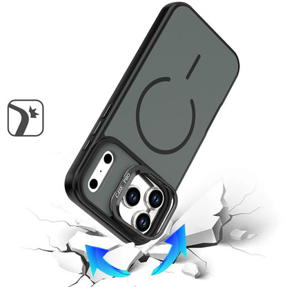 Phone Case for Apple iPhone 17 Pro Max (6.9") Premium Matte Magnetic Camera Stand Hybrid Shockproof Rugged Protective Anti Scratch Durable Grip Metal Buttons Cover