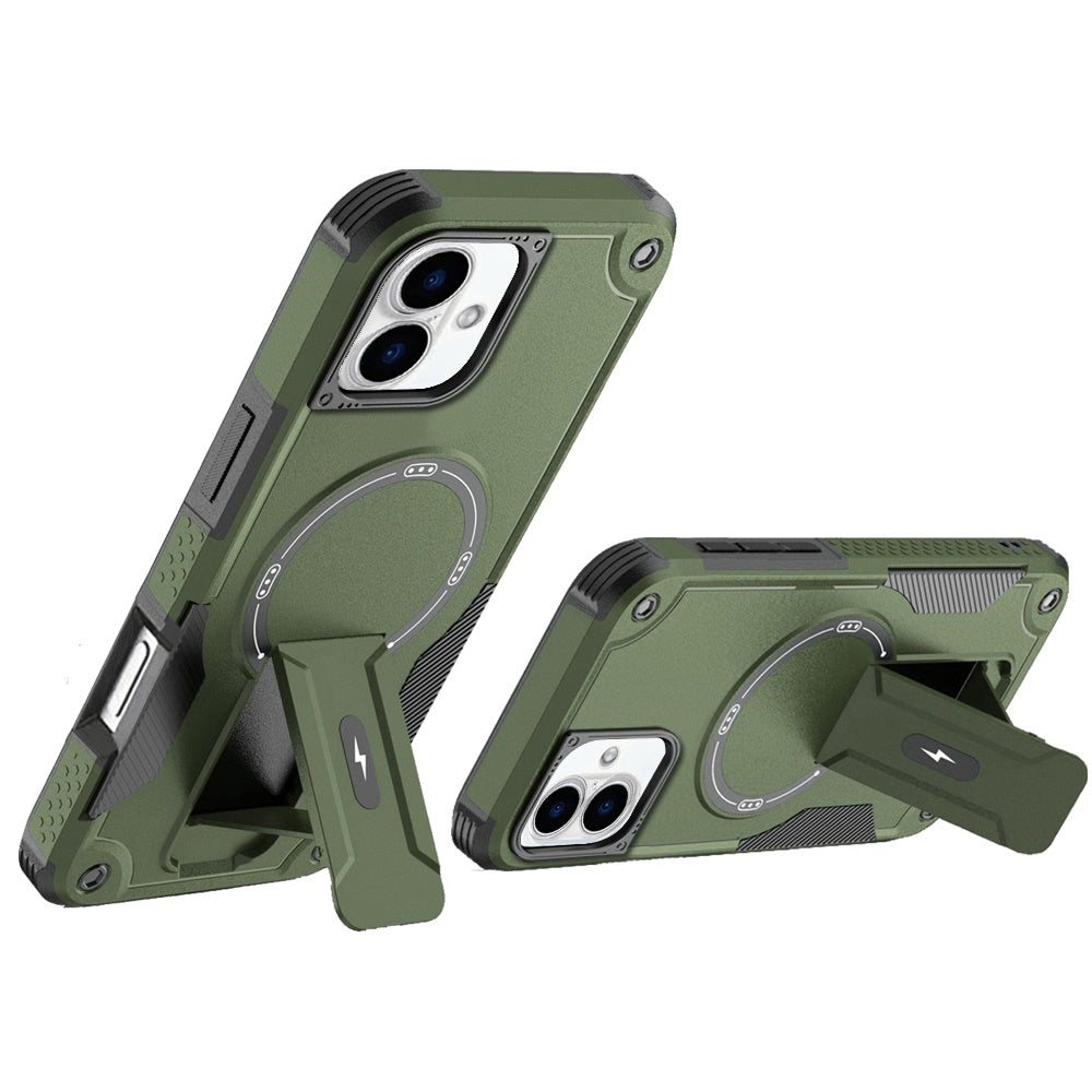 For Apple iPhone 17 (6.3") Magnetic Invisible Kickstand Holder with Magsafe, Slim Fit Shockproof Hybrid Military Grade Heavy Duty Case Cover