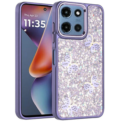 Phone Case for Motorola Moto G Play 5G 2026 Cute Butterfly Diamond Glitter Metallic Hybrid Shockproof Shimmer Grip Stylish Protective Luxury Designer Cover