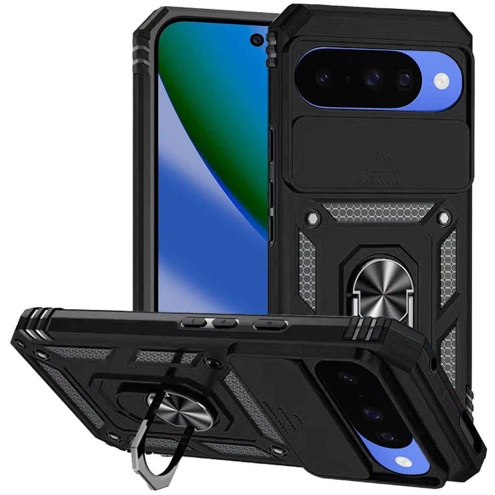 Phone Case for Google Pixel 11 / 11 Pro Shockproof Magnetic Ring Stand Camera Guard Rugged Grip Anti Slip Heavy Duty Hybrid Armor Durable Matte Cover