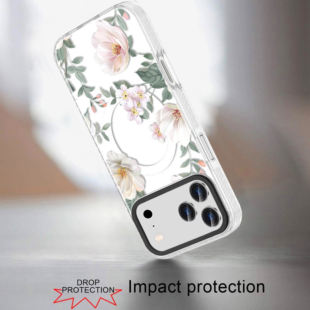 Phone Case for Apple iPhone 18 Pro Max/ iPhone 17 Pro Max Magnetic Hybrid IMD Floral Compatible with MagSafe Shockproof Slim Hybrid Fashion Design TPU Protective Cover