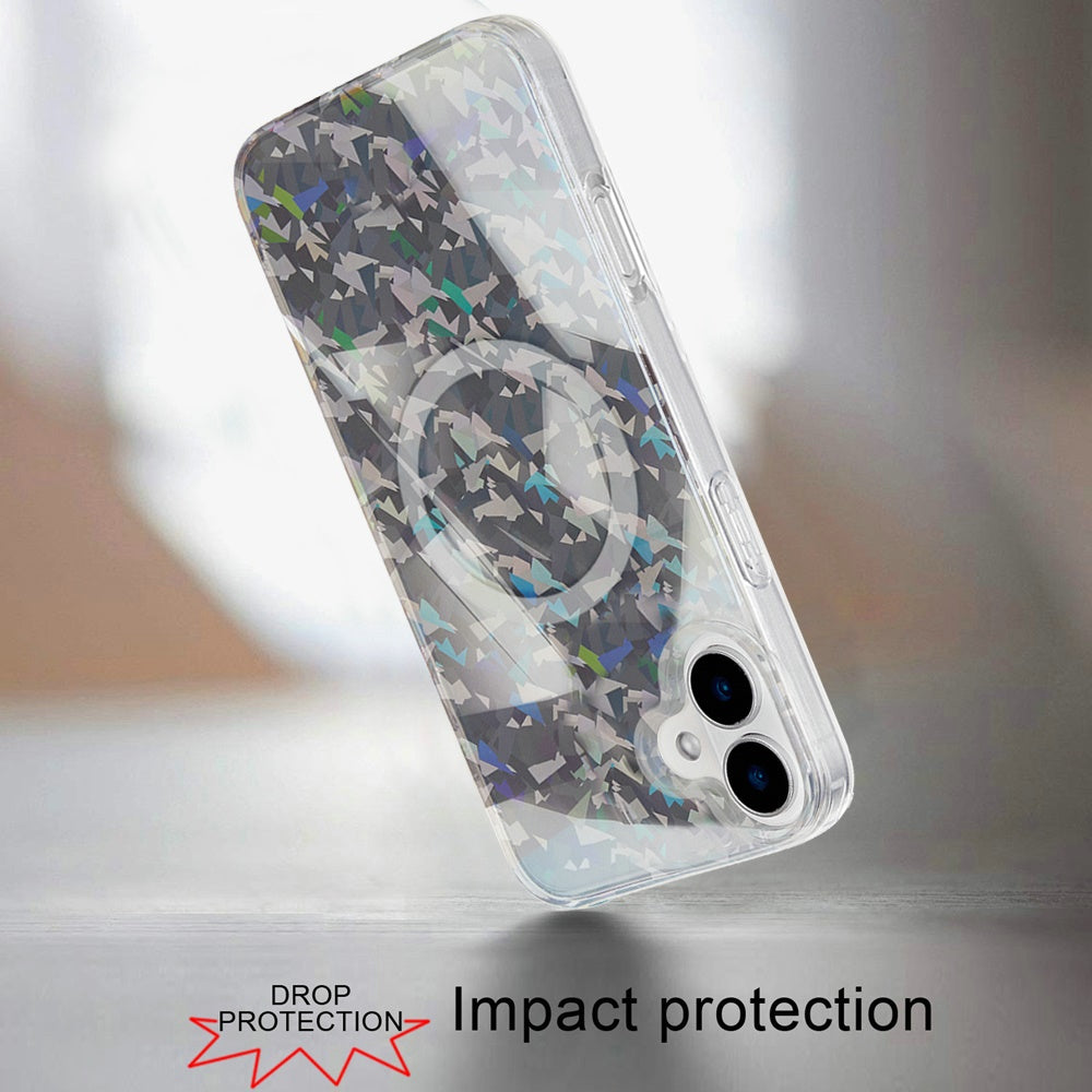 For iPhone 16 (6.1") Premium Double Layer IMD Magnetic Hybrid Shockproof Protection Durable Anti Scratch Secure Grip Slim Design Compatible Case Cover Smoke Holographic