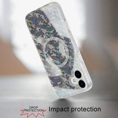 For iPhone 16 (6.1") Premium Double Layer IMD Magnetic Hybrid Shockproof Protection Durable Anti Scratch Secure Grip Slim Design Compatible Case Cover Smoke Holographic