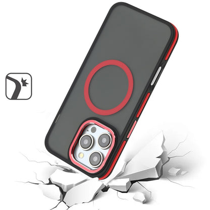 For Apple iPhone 16 (6.1") Frosted Translucent Back Hybrid with Magnetic Circle MagSafe Compatible, Military Grade Shockproof Slim Case Cover