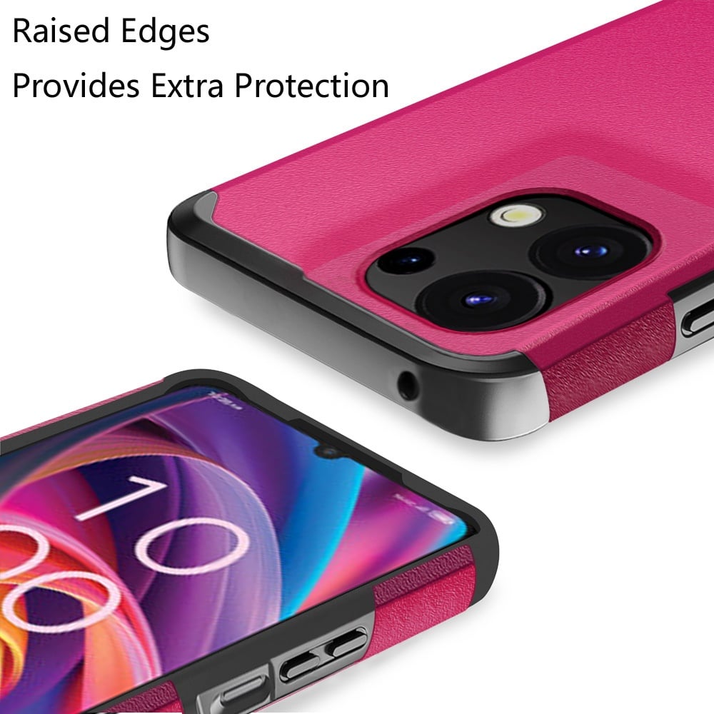 Phone Case for TCL K33/ K32 5G Slim Tough Shockproof Heavy Duty Hybrid Armor Anti Slip Durable Grip Dual Layer TPU Protective Hard Shell Cover Pink