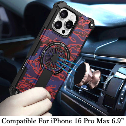 For iPhone 16 Pro Max (6.9") Texture Design Stylish Invisible Kickstand Case, MagSafe Compatible Hybrid Shockproof Cover, Car Mount Friendly Protector