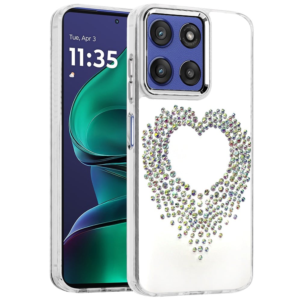 For Motorola Moto G Stylus 5G 2026 /2025 Angel Hearts Bling Glitter Diamond Hybrid TPU Cover, Colorful Frame Shockproof Protective Back Case Cover