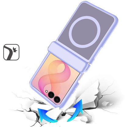 Phone Case for Samsung Galaxy Z Flip 8 Premium Matte Magnetic Foldable Hybrid Central Axis Hinge Protection Shock Absorbing TPU Slim Fit Hard PC Cover Purple