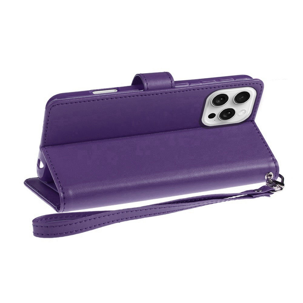 For iPhone 16 Pro Max (6.9") Wallet Cases PU Leather with Credit Card /ID /Cash Holder Slot Dual Flip Book Pouch, Stand and Strap Case Cover