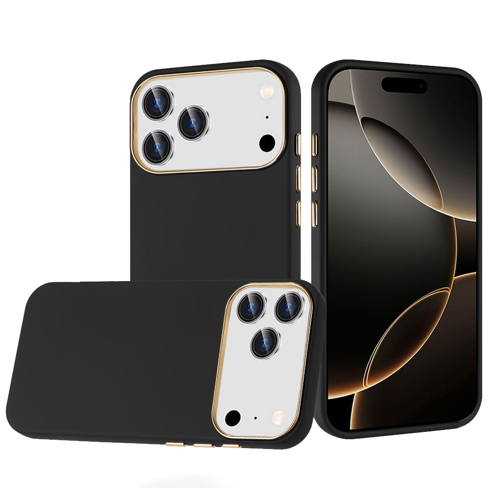 For Apple iPhone 17 Pro Hybrid Armor Shockproof, Durable Bumper Rubber Gummy Gel Slick Hard PC Silicone TPU Case Cover Black