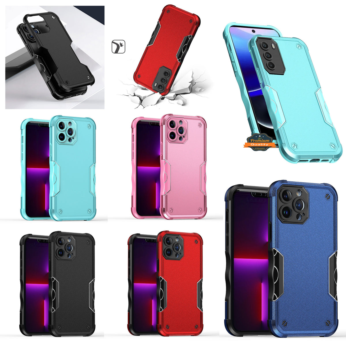 For Apple iPhone 17E /16E Slim Tough Shockproof Hybrid Heavy Duty 2in1 Dual Layer TPU Bumper Rugged Rubber Defend Armor Case Cover