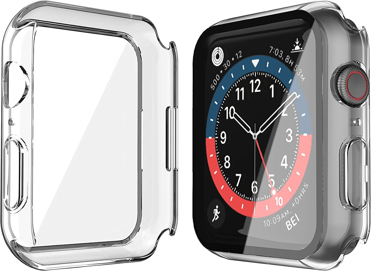 For Apple Watch Size 41mm Slim Hard PC Bumper, Clear Touch Full Coverage with Built in Tempered Glass Screen Protector Case Cover Clear