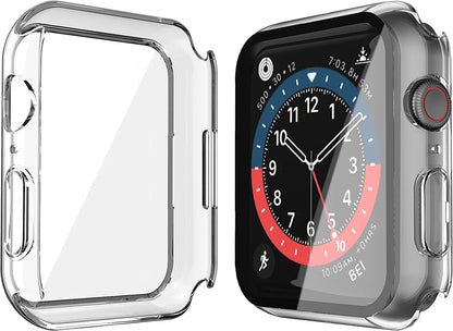For Apple Watch Size 44mm Slim Hard PC Bumper, Clear Touch Full Coverage with Built in Tempered Glass Screen Protector Case Cover Clear
