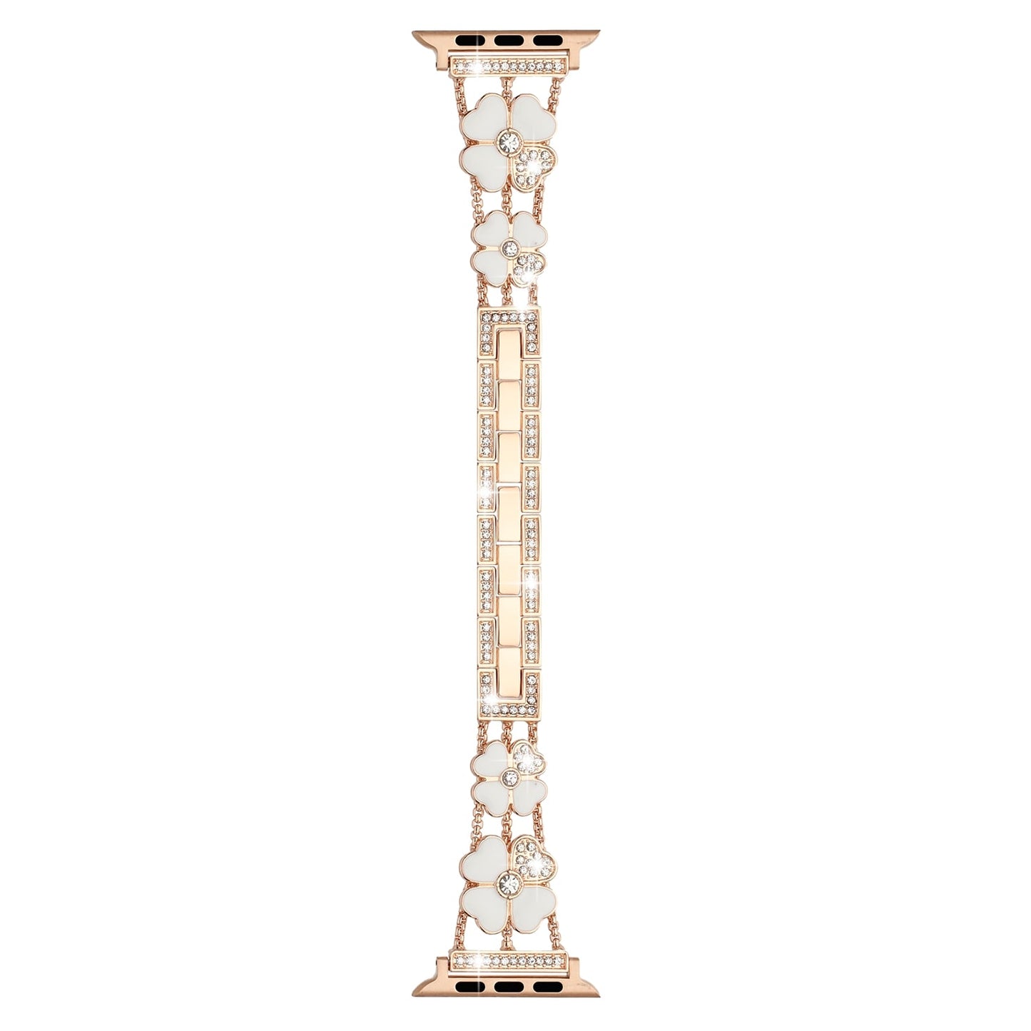 Watch Band Zinc Alloy Heart Link Bracelet Rhinestone Secure Clasp Durable Metal Replacement Adjustable