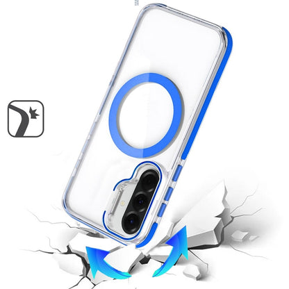 Phone Case for Samsung Galaxy A27 Magnetic Ring Camera Stand Shockproof Hybrid Clear Transparent Metal Bracket Durable Protective Grip Cover