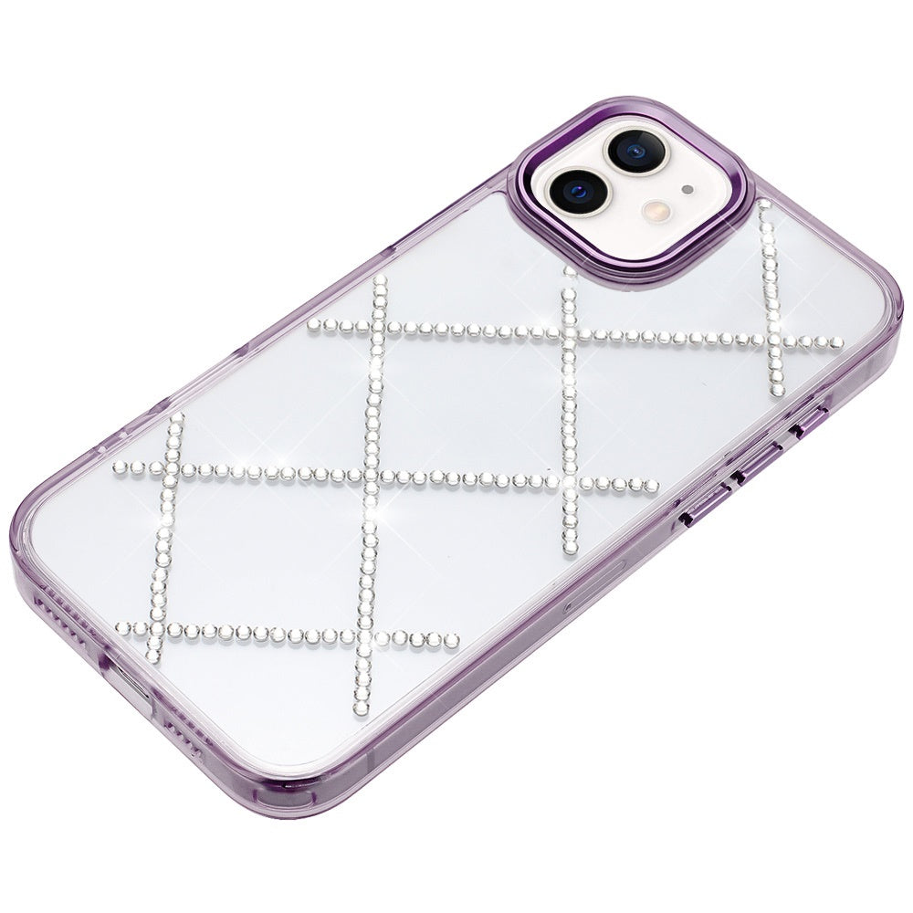 For Apple iPhone 15 Gem Glitter Diamond Bling Clear Hybrid TPU Cover, Colorful Shockproof Protective Back, Slim Fit for Women Girls Case Cover