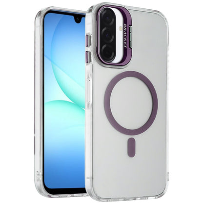 For Samsung Galaxy A17 5G Magnetic Back MagSafe Compatible Transparent Hybrid Drop Protection with Metallic Camera Stand Case Cover