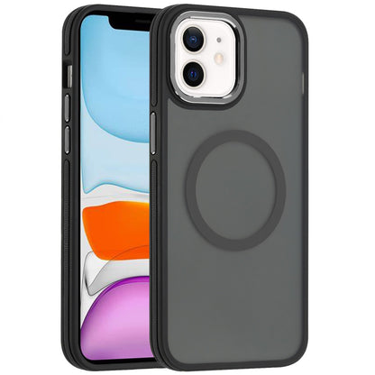 For Apple iPhone 16e Frosted Translucent Back Hybrid Case with Magnetic Circle; MagSafe Compatible, Military Grade Shockproof, Slim Design Case Cover