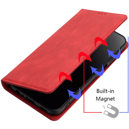 For Apple iPhone 16 Plus (6.7") Premium Wallet PU Vegan Leather ID Credit Card Slot Money Holder with Magnetic Closure Pouch Flip Case Cover Red