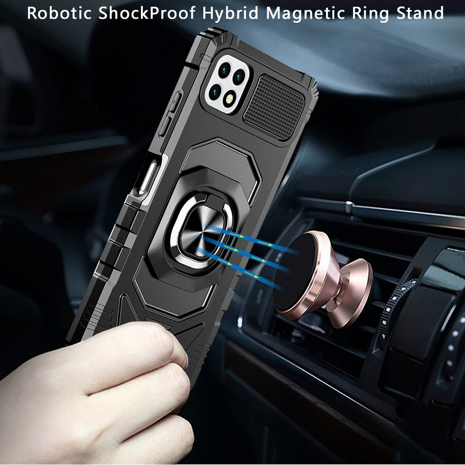 For Apple iPhone 16 Pro Max (6.9") Hybrid Dual Layer with Rotate Magnetic Ring Stand Holder Kickstand, Rugged Shockproof Case Cover