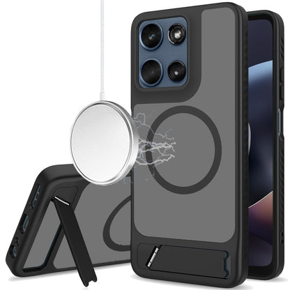 Phone Case for Motorola Moto G Play 5G 2026 Matte Magnetic Metal Kickstand Shockproof Grip Anti Slip Durable Protective Heavy Duty Hybrid Cover