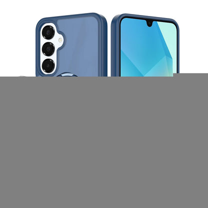 For Samsung Galaxy A16 5G Magnetic Circle Back with Ring Stand Full Rotation Matte Hybrid Shockproof Case Cover Dark Purple