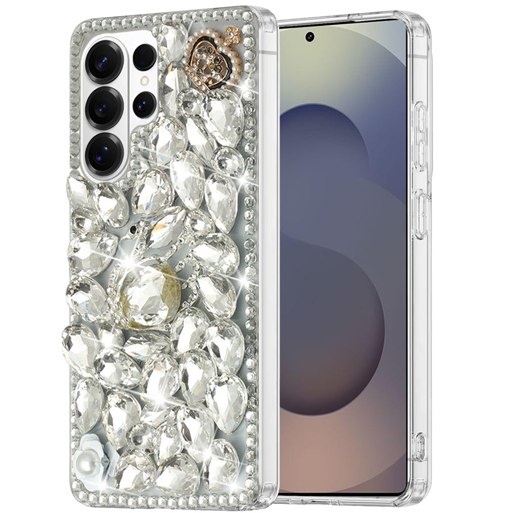For Samsung Galaxy S26 Ultra Bling Crystal 3D Full Diamonds Luxury Sparkle Rhinestone Hybrid Protective Case Cover