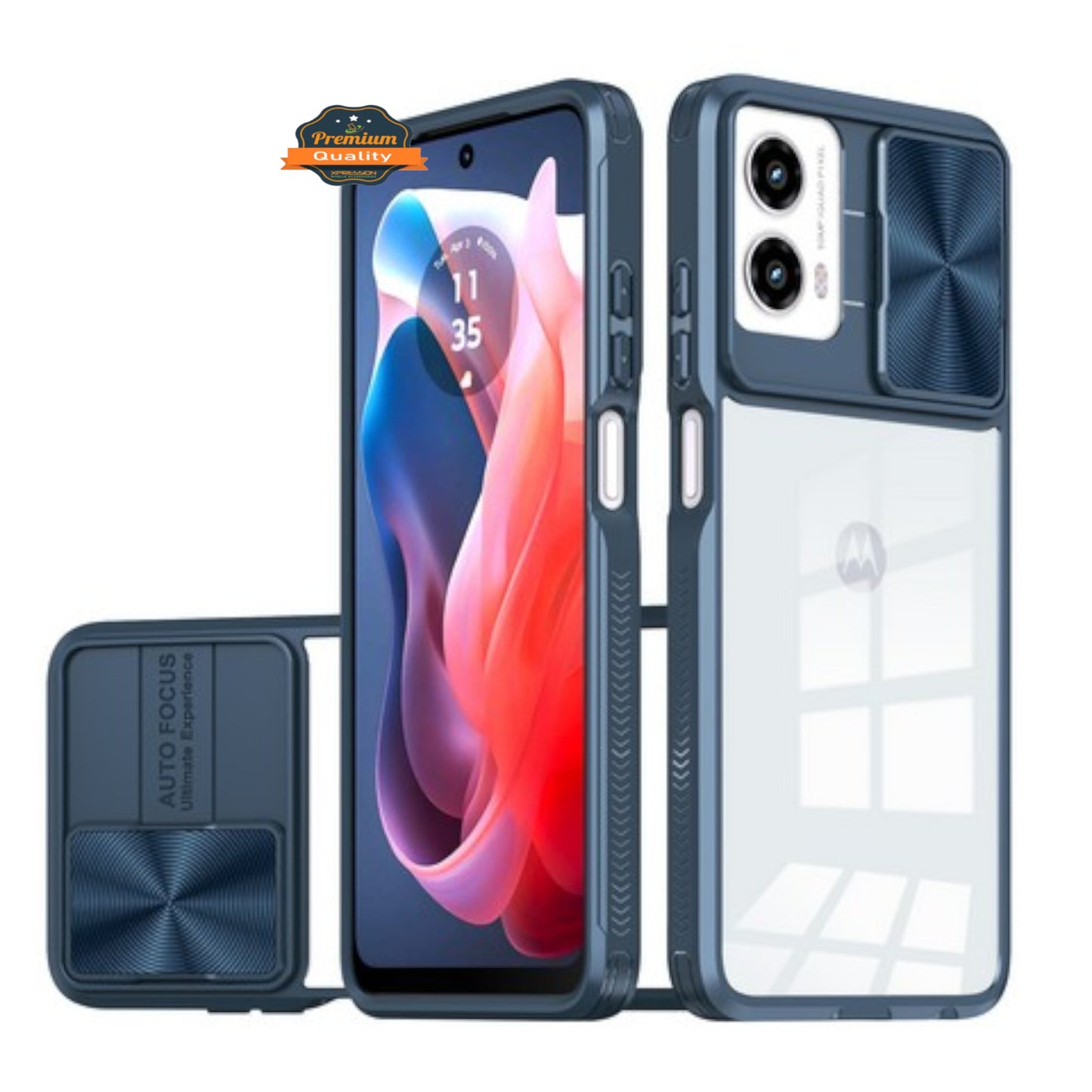 For Motorola Moto G 5G 2026 / Moto G Play 2026 Hybrid Slim Case with Slide Camera Protector, Shockproof TPU Clear Back & Color Frame Bumper Case Cover