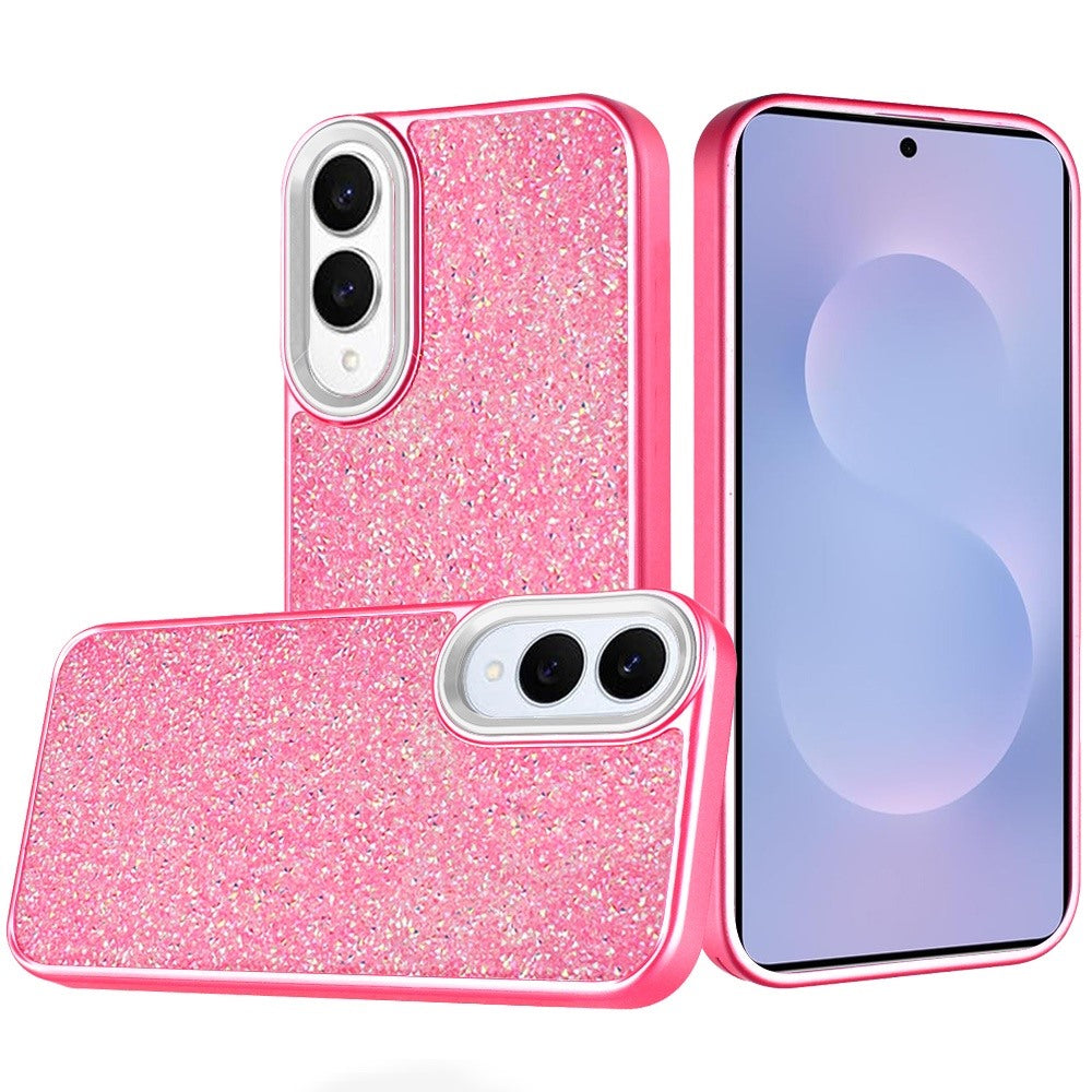 For Samsung Galaxy S25 Edge Crystal Sparkle Diamond Glass Full Mini Glitter Bling Frame TPU Hybrid Protective Case Cover