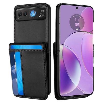 Phone Case for Motorola Razr 2026, Razr 2025, Razr 2024 Leather Credit Card Slots Holder Wallet Style Hybrid Shockproof Protective Slim Fit Pouch Shell Cover Black