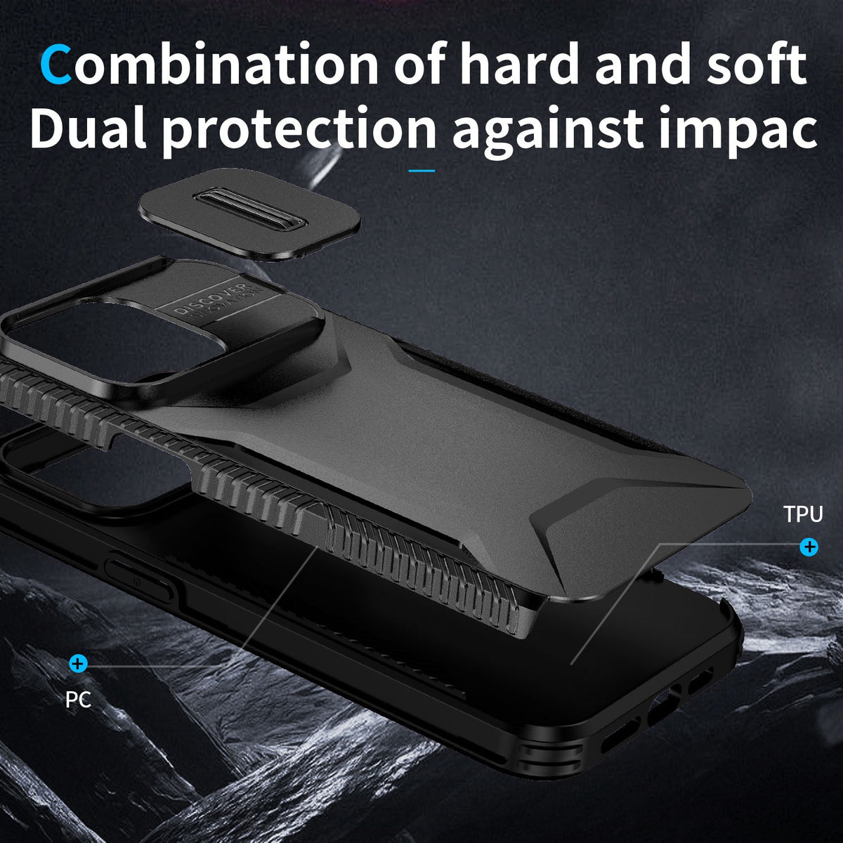 For Samsung Galaxy A36 Slim Fit Shockproof Hybrid with Slide Camera Window Covering, Rugged Tpu Silicone Hard PC Bumper Case Cover