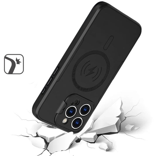 For Apple iPhone 11 Pro Max Foldable Camera Protector Kickstand with MagSafe Compatible, Dual Layer Hybrid Shockproof Case Cover Black